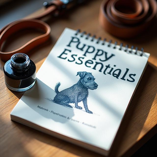 Overhead shot of a training guide next to calligraphy tools